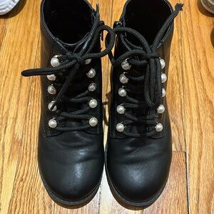 Nordstrom black leather boots with pearls. Size 1. Excellent condition